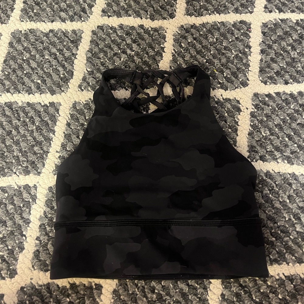 Black Lululemon Heritage Camo Sports Bra (Size 2)